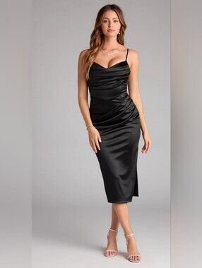 Windsor Maggie Black Satin Bodycon Formal Dress Size S Homecoming Party Corset